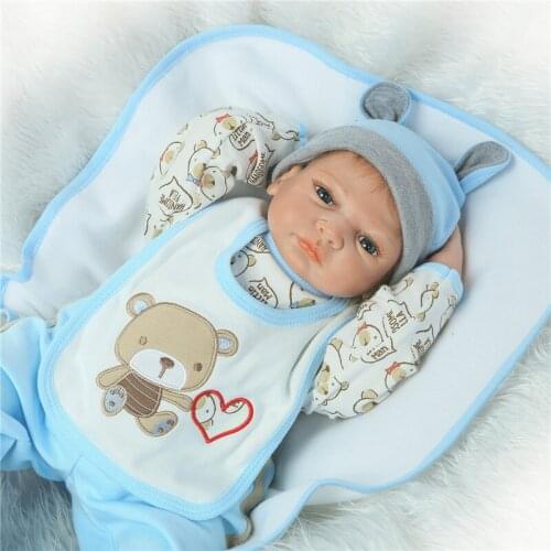 NPK bebes reborn boy dolls 22"55cm soft silicone reborn baby dolls for child girls toys gift with bear pacifier bottle bonecas