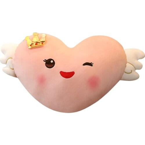 New Lovely Super Soft Smiley Heart with Crown Plush Pillow Good Quality Stuffed Toys Cute Doll for Kids Girls Birthday Gifts