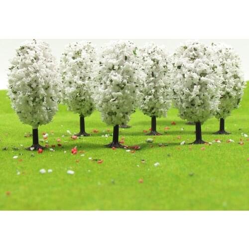 OB40 20pcs Model Railway Miniature Winter White Orbicular Trees Model Train Trees N Z scale 50mm