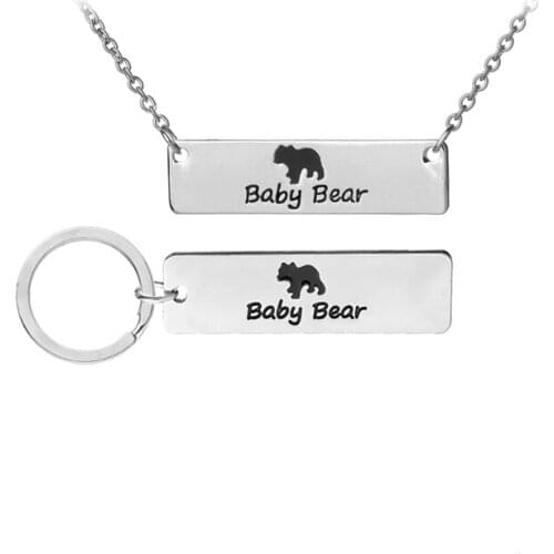 Baby Bear Necklace Jewelry Little Girl Necklace Baby Bear Jewelry Match Mama Bear Children Family Necklaces KeyRings