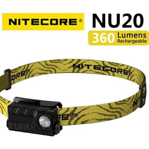 NITECORE NU20 360 lumens featherweight rechargeable running headlight, built-in lithium battery, can be charged by USB