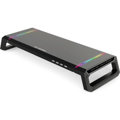 Laptop Computer Monitor Stand Riser 4 USB3.0 Hub Data Transfer Desk Organizer RGB Universal Monitor Phone Holder