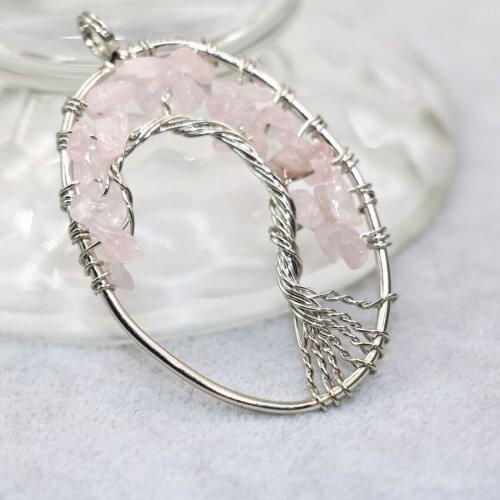 Natural gravel pink crystal stone jades charms handmade oval egg pendant 34*55mm women silver plated new fashion jewelry B3038