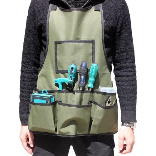 Durable Goods Oxford Cloth Unisex Work Apron with Tool Pockets Cross-Back Straps Adjustable for Woodworking Machinist Painting