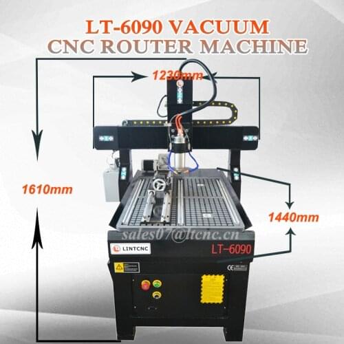 Factory Supply! 9060 3D CNC Router 4 Axis Woodworking Machine 6090 with Vacuum Table