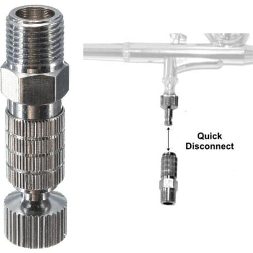 Silver Spray Gun Adapter Airbrush Quick Release Adapter Coupling Connecter 1/8" Fittings Part 4cm Length Copper Stainless Steel