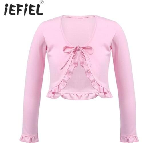 Spring Fashion Girls Shawl Coat Kids Dress Cover Up Casual Ruffle Lace Long Sleeves Bolero Jacket Shrug Outwear Kid Cardigan Top