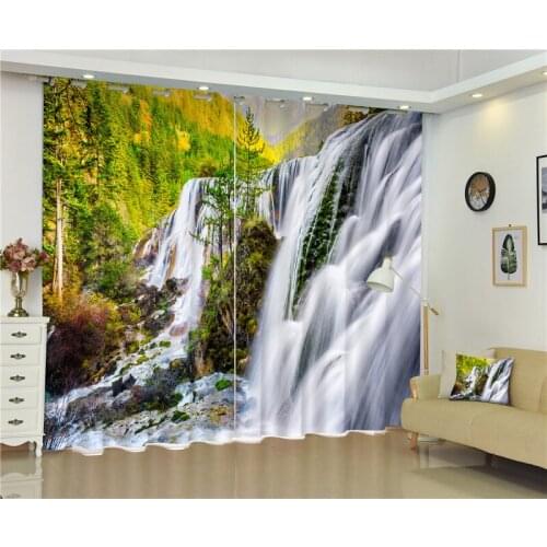 Modern Fashion Waterfall Printing 3D Blackout Curtains For Bedding room Living room Hotel Drapes Cortinas Para Sala
