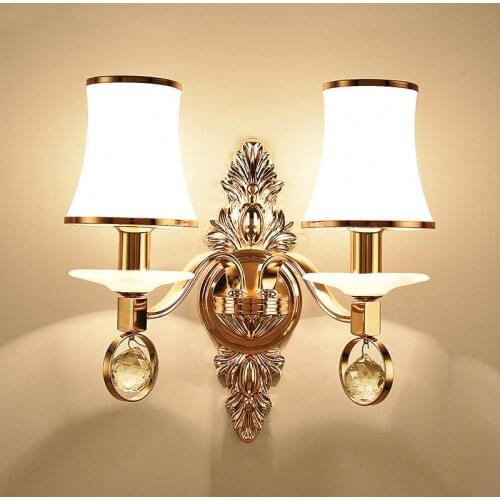 Modern Gold Metal Led Wall Lamp Lustre Crystal Bedroom Led Wall Lights Fixtures Marble Foyer Led Wall Light Corridor Wall Sconce