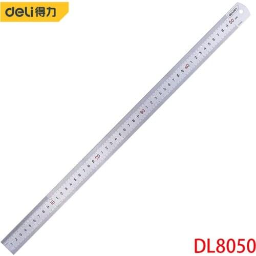 Deli DL8050 Steel Ruler Specification: 530mmx28.5mm Stainless Steel Measuring Tools Engraved With Formulas And Conversion Tables