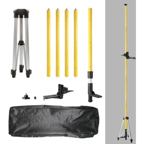 Huepar LP36,1/4"Mount For Lase and 5/8" Adapter,3.7m/12 Ft height Telescoping Pole Laser Level Tripod