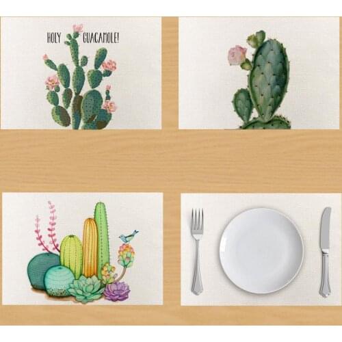Tropical Plant Cactus Table Mat Cactus Linen Table Napkin Coffee Tea Towel Coaster Placemat Table Decor onderzetters posavasos