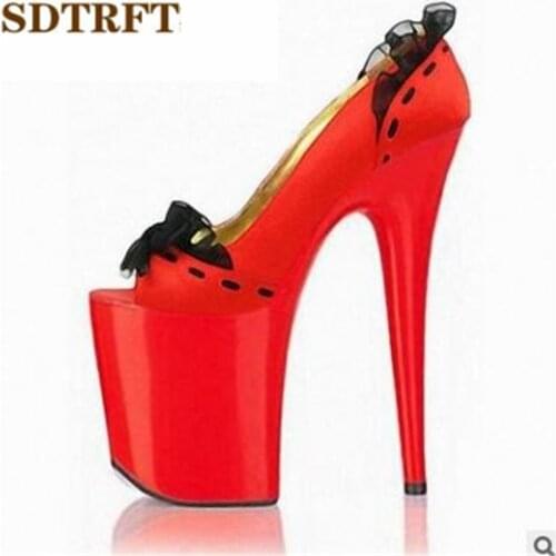 SDTRFT nightclub shoes woman 2021 Summer peep Toe Catwalk Shows 20cm Ultra Thin High Heels platform wedding zapatos mujer pumps