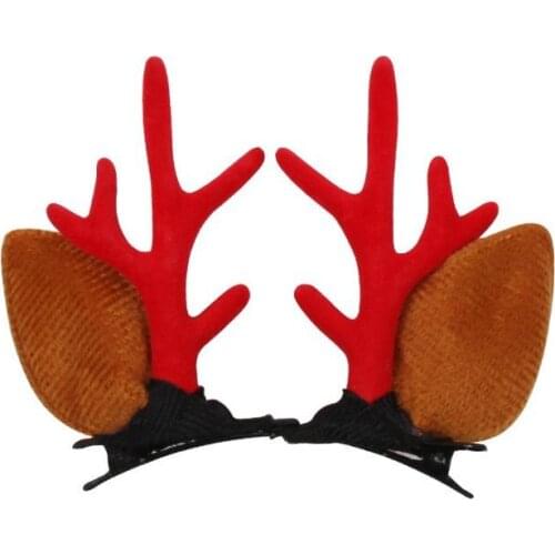 5PCS 2020 New Christmas Deer antler hairpinFall Short wool deer antler ear clip hair ornament