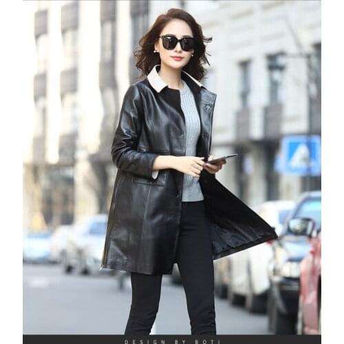 Real 100% Sheepskin Coat Female Genuine Leather Jacket 2020 Autumn Winter Jacket Women Korean Long Trench Coat MY3508