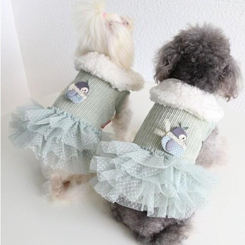 Winter Pet Dress Cat Chihuahua Puppy Small Dog Clothes Skirt Warm Dog Coat Outfit Garment Yorkshire Terrier Dropship Pet Costume