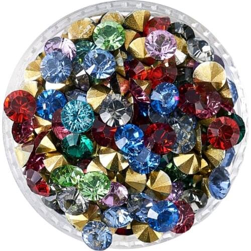 1 Bag 2.0/2.5/3.0/3.5/4.0/4.4/4.7/5.0/6.0/7.0/8.0mm Randomly Mixed Color Grade AAA Pointed Back Resin Rhinestones Decoration