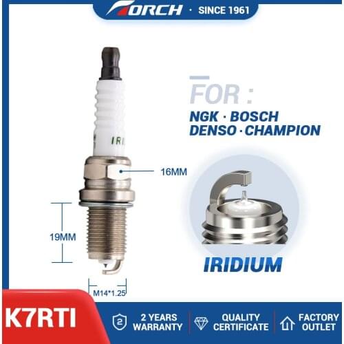 1 Piece TORCH Car Spark Plug Iridium Car Candle K7RTI for NGK FR7DP-DEG Denso IK20 Bosch FR7DPP Champion RC8PYP China Original