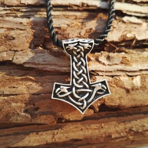 1pcs dropshipping Thors Hammer Mjolnir Pendant Viking Jewelry Scandinavian Norse Amulet SanLan