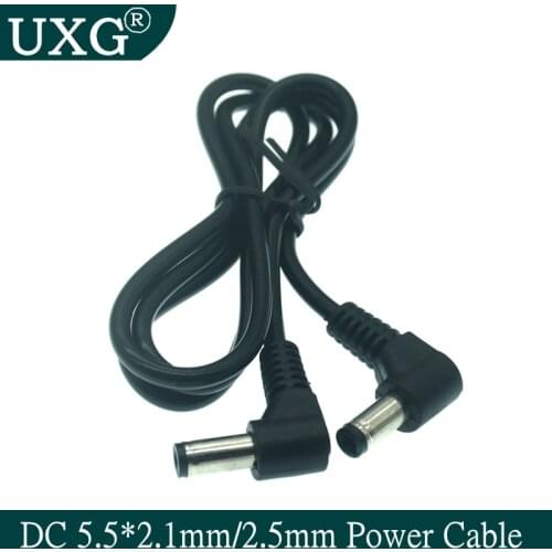 1pcs DC Power Plug L-shaped 5.5X2.5mm / 5.5*2.5 male 90 Right Angle Double Elbow Jack with Cord Connector Cable 50cm 1m 1.5m