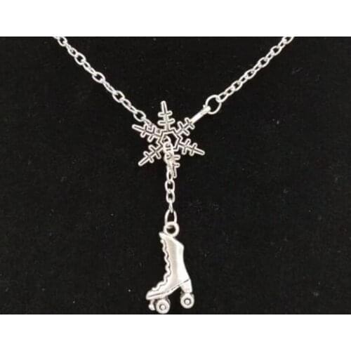 1Pcs Ice Skate Snowflake Dangle Pendant Necklace Lucky Winter Jewelry Gift New Fast shipping
