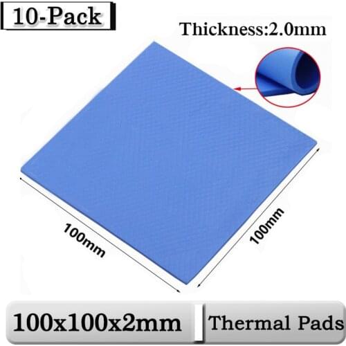 10Pcs/Lot Gdstime 100mmx100mmx2mm 0.2cm Thickness Blue Conductive Silicone 2.0mm 100mmx2mm Thermal Pads