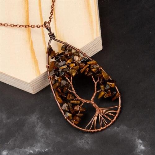 12PCS 7 Chakra Water Drop Life of Tree pendulum Necklace Kabbalah Jewelry Pendant For Making Necklace Reiki Healing Amulet