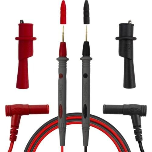 2Pcs Digital Multimeter Meter Test Leads Pin 1000V 20A Needle Tip Probe for Universal Wire Pen Cable 100cm with Crocodile Clips