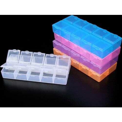 5 Colors Plastic Double Row Square Box Case For Jewelry Storage Accessory Holder Craft Organizer Beads Jewelry Display Container