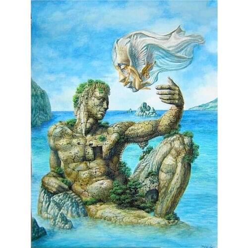 5D DIY Full Round Diamond Painting Surrealism Beautiful Portrait Art Cross Stitch 3D Embroidery Rhinestone Mosaic Home Decor Y60