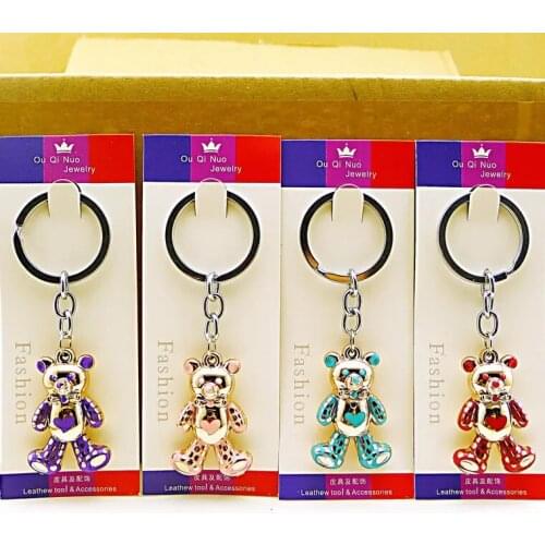 Free shipping 200pcs/lot zinc alloy colorful bear keychain metal baby showers christening party favors and gifts, event supplies
