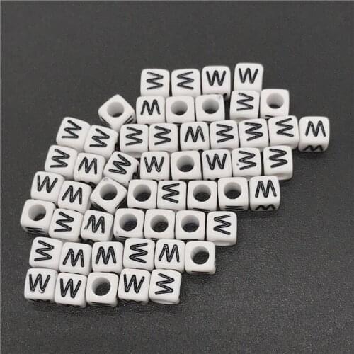 100pcs 6x6mm Letter Beads W Square Shape Alphabet Letter Beads Charms Bracelet Necklace For Jewelry Making Accessories
