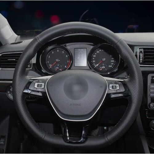 Handsewing Black Artificial Leather Steering Wheel Covers for Volkswagen VW Golf 7 Mk7 New Polo Passat B8 Tiguan Sharan Jetta