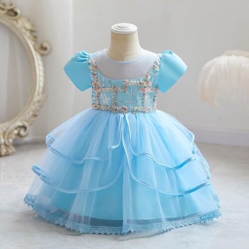 Baby Girl Wedding Lace Dress First Birthday Kids Tutu Clothes Party Princess Dress Baptism 0-3 Year