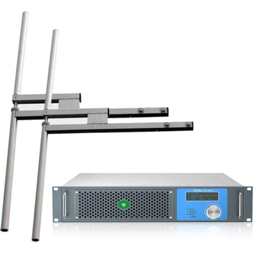 FMUSER FU-1000D 1000W 1KW FM Transmitter + 2 Bay FU-DV2 Antennas + 100feet Cable for Broadcast Radio Station