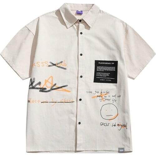 Short Sleeve Hawaiian Shirt 2021 Summer Fashion Brand Personalized Graffiti Printed Mens Trend Loose Casual Camisas Masculina