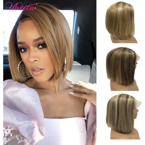 UBETTA 180% Density Real Hair Wigs Ombre U Part Wig Bob Human Hair Wig Highlight Plucked Glueless Brazilian For Black Women