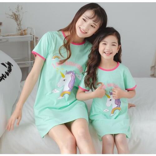 Unicorn Cotton Nightdress Little Teen Girl Pajamas Dresses Children Cartoon Summer Nightgown Home Clothes Kids Sleepwear Gecelik