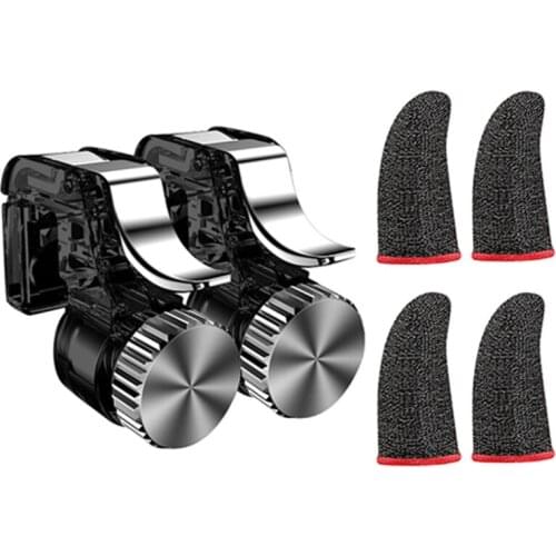 Handle Game Controller,Physical Keys Gaming Finger Sets for PUBG Joystick Metal Mobile Game Artifact Black