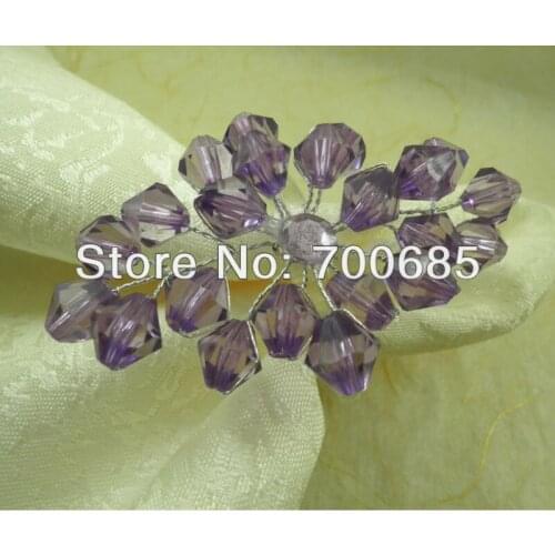 Acrylic napkin ring in purple beades, napkin holder for wedding