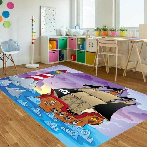 Pirates, Sailor Kids Patterned Carpet ,Non Slip Floor Carpet,Teens Carpet,Turkish Rug