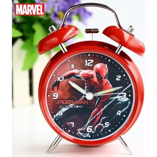 Disneys new children and boys go to school and wake up with a bell Metal Mute Spider-Man alarm clock