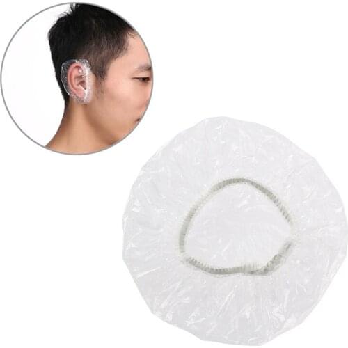 100pcs Disposable Transparent Waterproof Ear Cover For Dyeing Hair And Bath Ear Dust Protection CoverTO