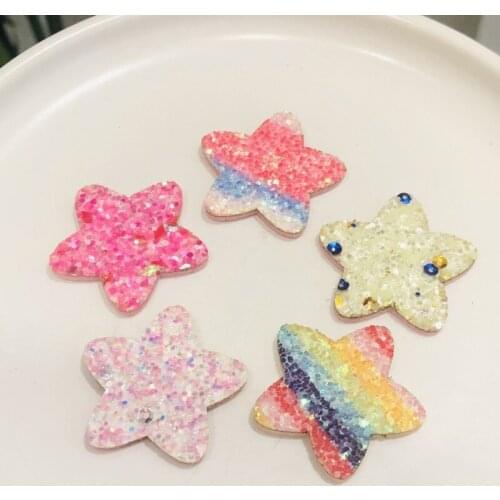 Wholesale 30Pcs Colorful 35mm Bling Sequin Rainbow Star Applique for DIY Headwear Hairpin Bow Decor Accessories Patches