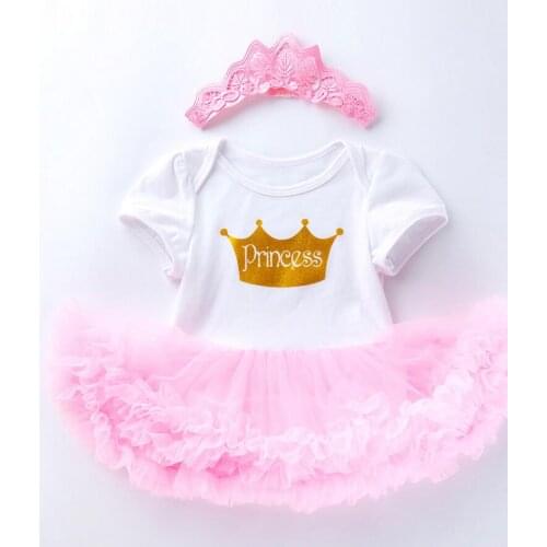 Baby Girl Dress Ruffle TUTU Dress Baby Clothing Vestidos Crown Princess Happy Valentine Day Dress Pink Lace Headband