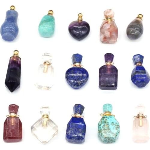 Perfume Bottle Pendant Irregular Natural Semi-precious Charms Section Necklace Pendant For Jewelry Making Accessory