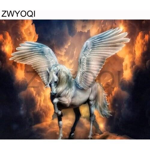 Full Square Diamond embroidery Horse wings flame 3DDIY Diamond mosaic Full Round Diamond painting Cross stitch Horse wings flame