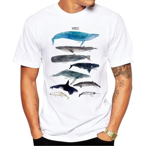 Popular fashion mans Tops 2019 summer latest printed whales design very interesting man T-shirts Hot Tops