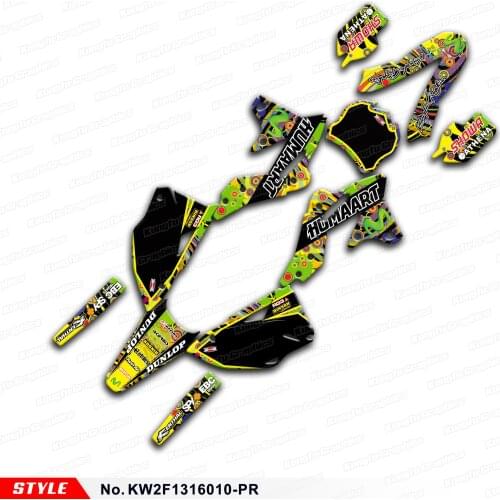 Aftermarket Vinyl Decals MX Sticker Kit Motorcycle Graphics for KX250F KX 250F 2013 2014 2015 2016, Style No.KW2F1316010-PR