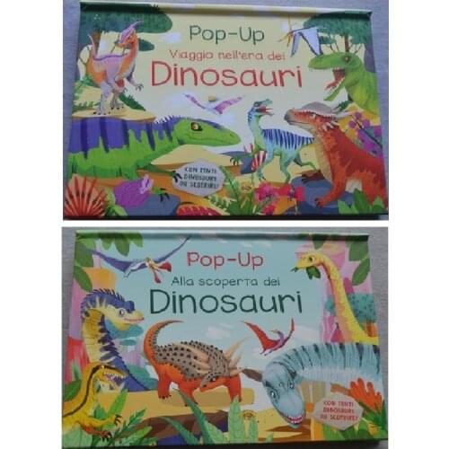 Random 1 Book Parent Child Kids Italian Book Early Education Lovely Cute Picture Dinosaur 3D Cardboard Libros Book Age 2-6